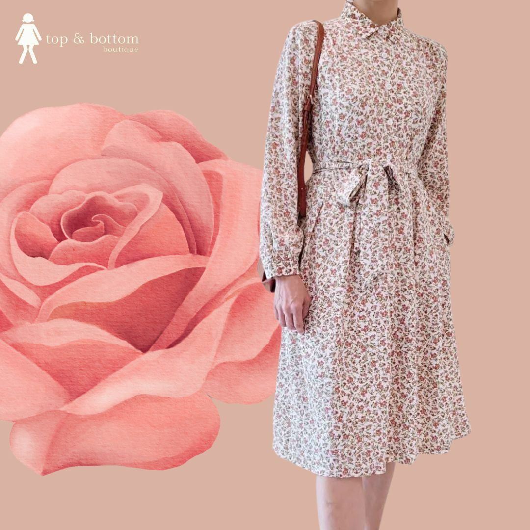 L/SLEEVE FLORAL MIDI DRESS
