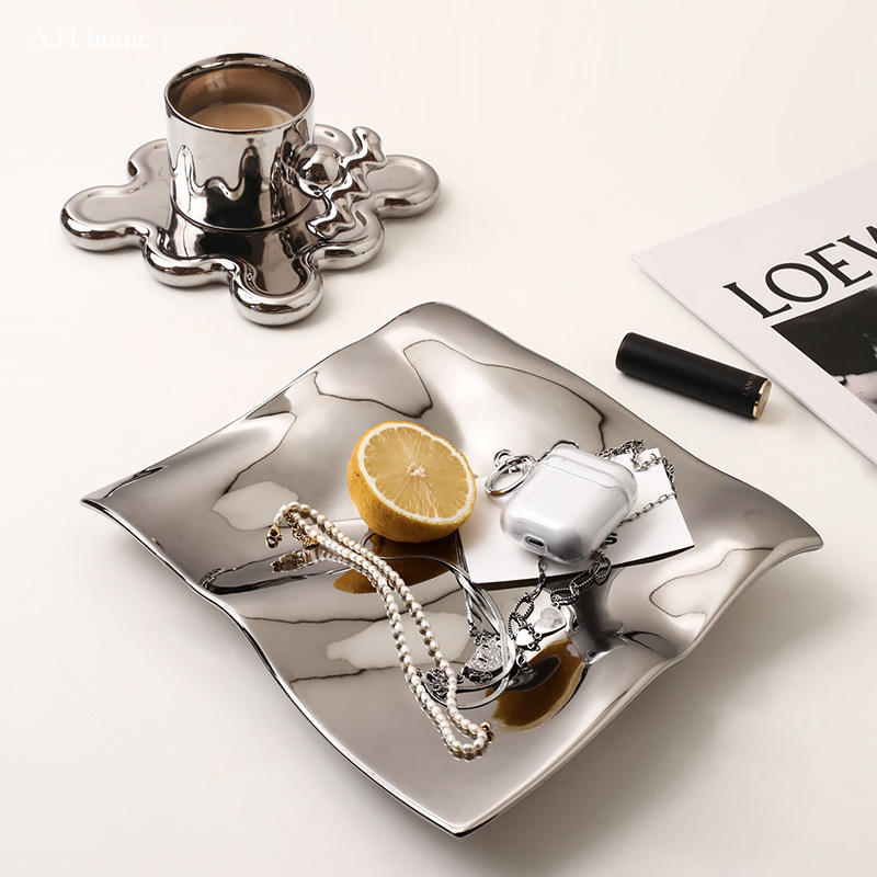 【ＡＨ719】北歐簡約水波紋收納盤