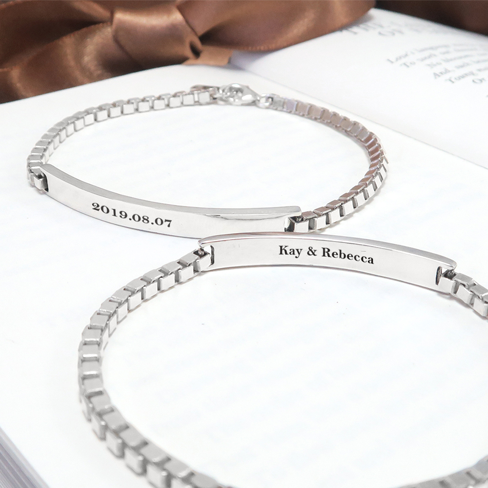 微笑手鍊 情侶款 925純銀刻字手鍊 客製化訂製