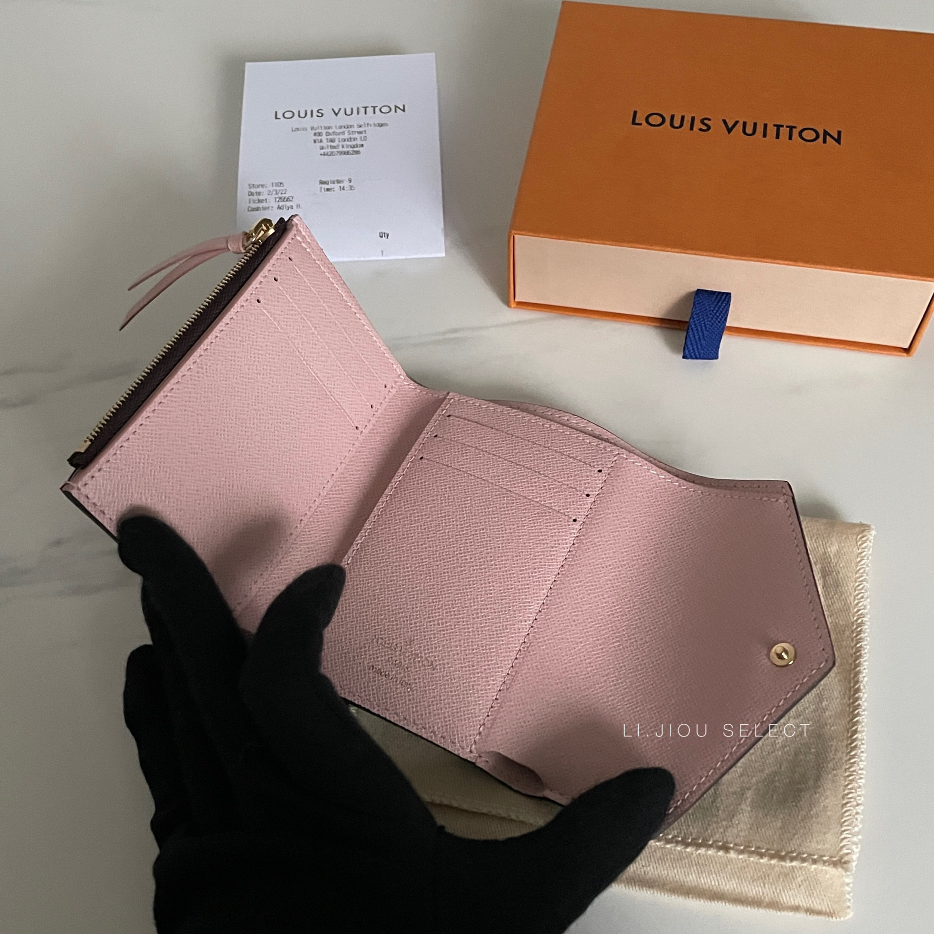 Louis Vuitton LV 金豆粉色三折錢包