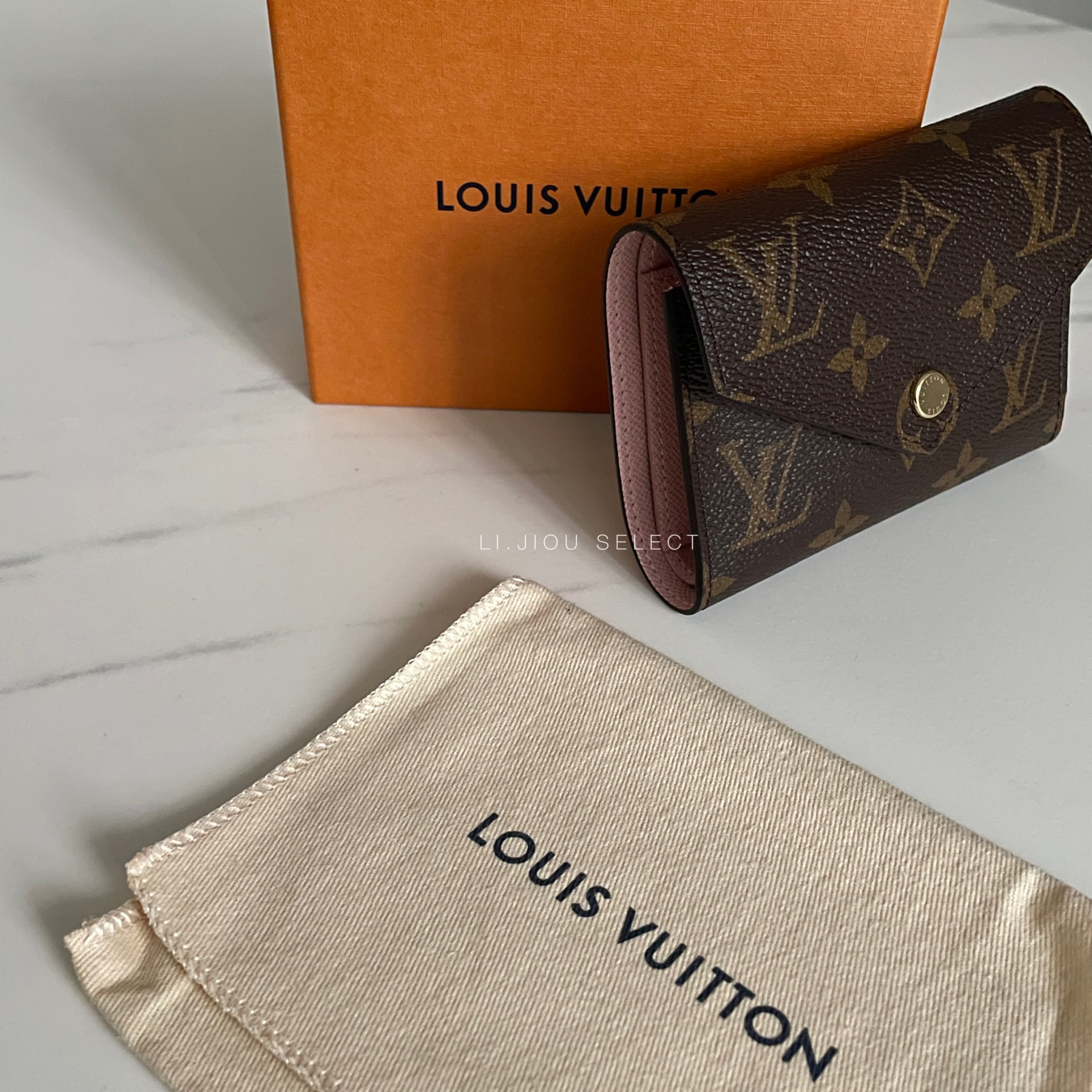 Louis Vuitton LV 金豆粉色三折錢包