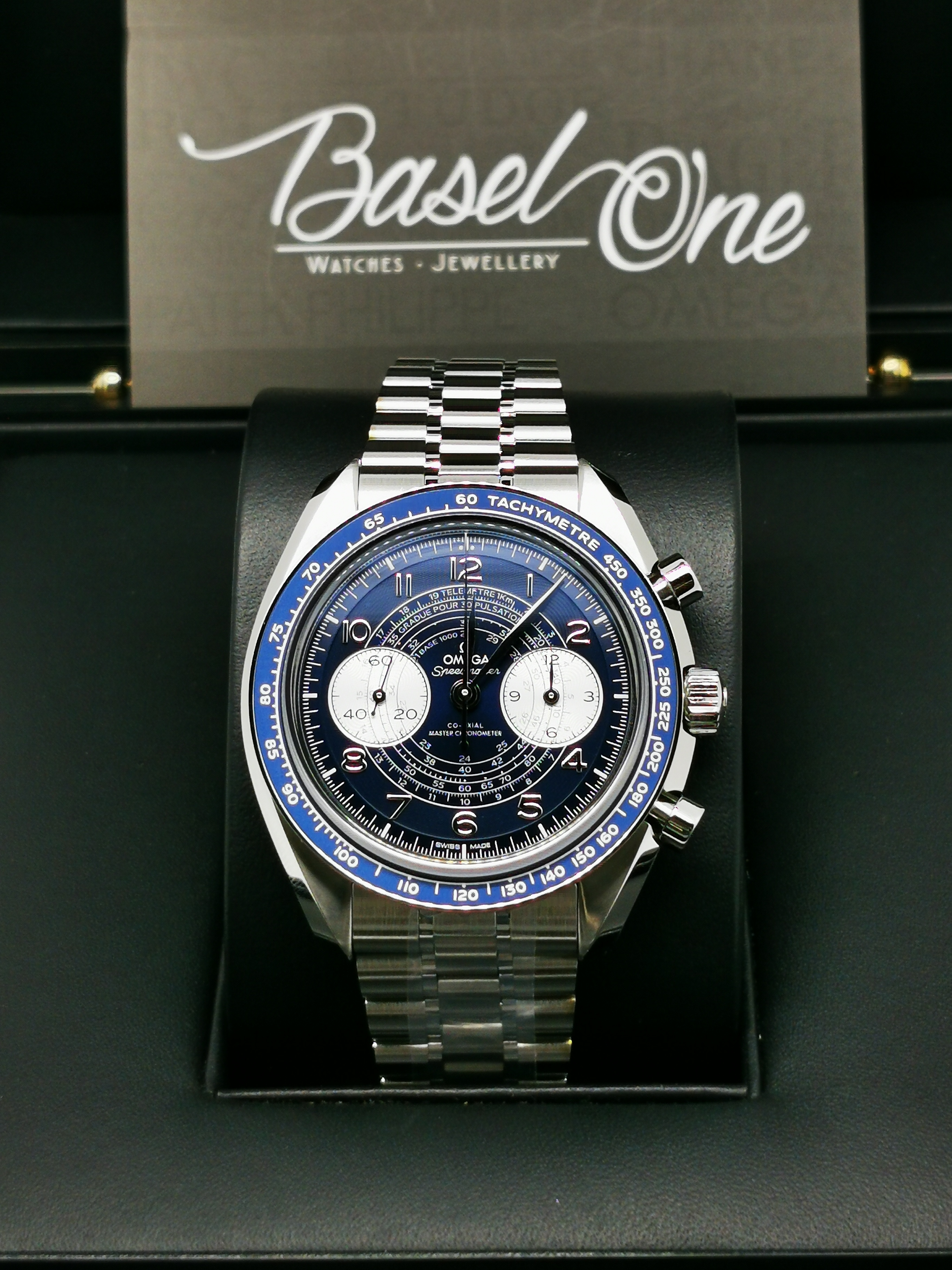 BRAND NEW OMEGA SPEEDMASTER 329.30.43.51.03.001 32930435103001 CHRONOSCOPE BLUE DIAL STEEL CO‑AXIAL MASTER CHRONOMETER 43 MM