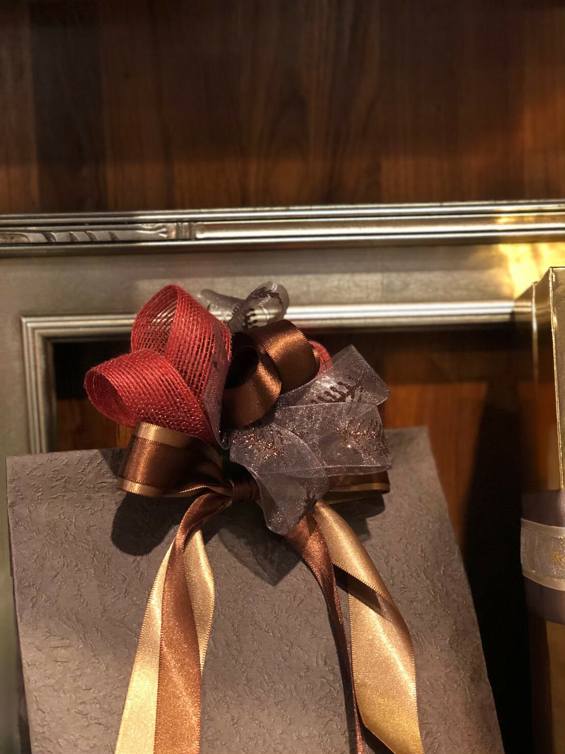 自然暖褐金葉緞帶禮盒/禮物Idea系列/5入