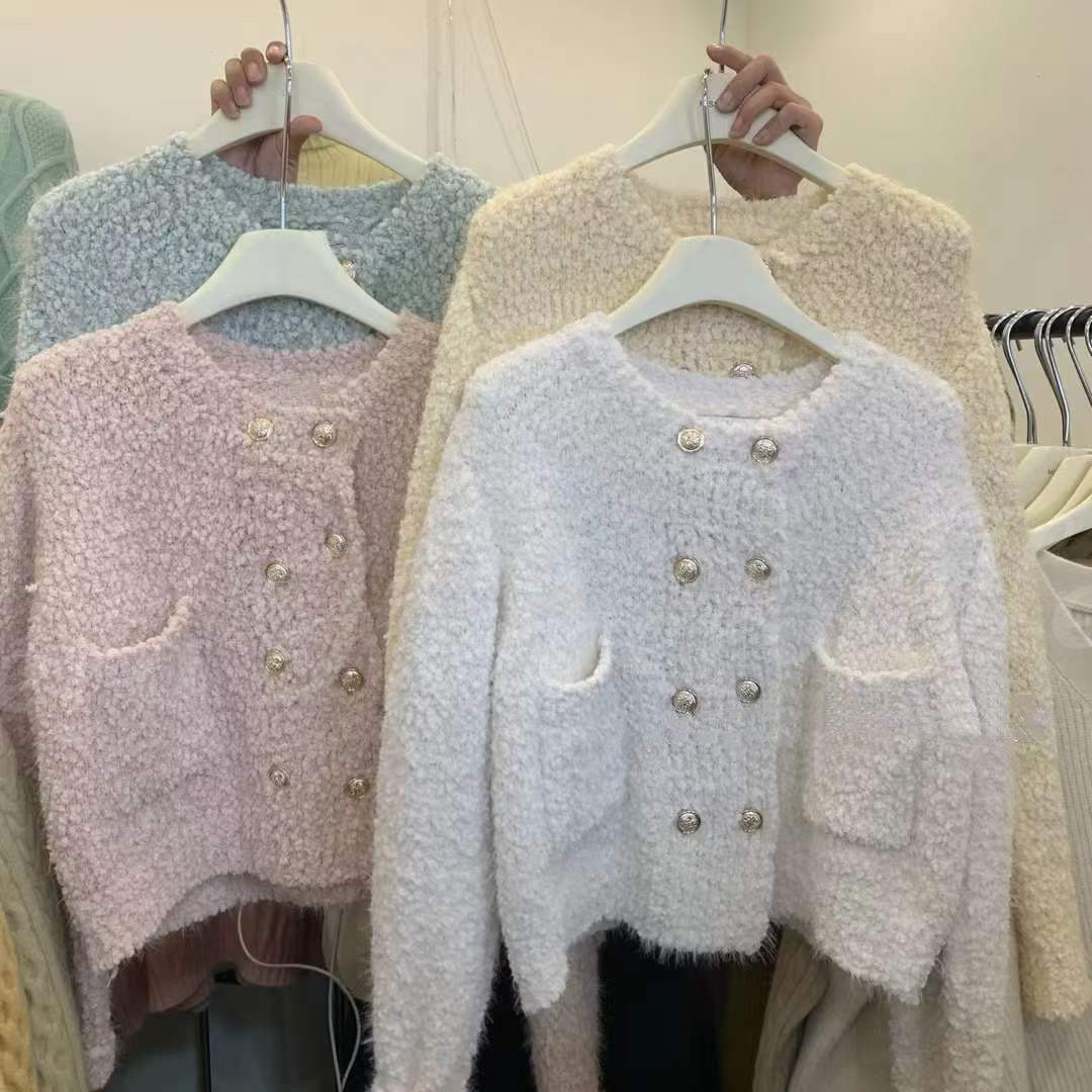 JK22W1202 粒粒毛巾貴雙排珠珠外套