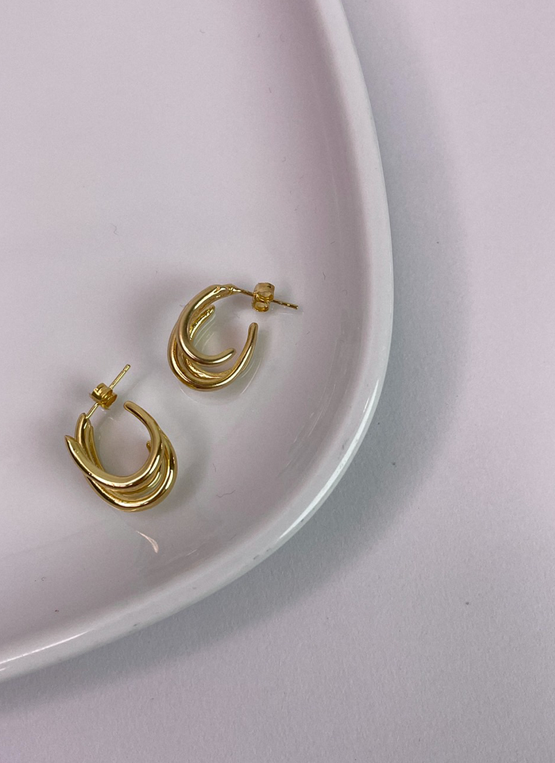 [現貨] [925純銀]橢圓3圈耳環