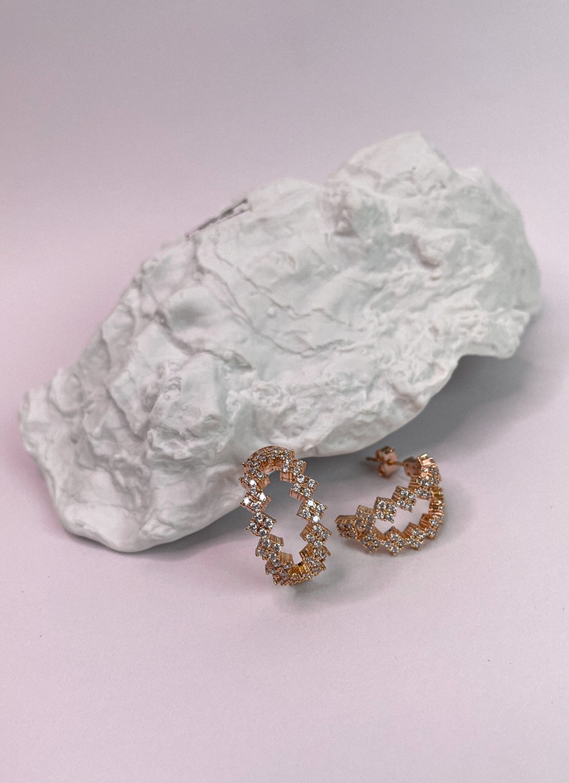 [現貨] [925純銀]雙圈閃亮水鑽耳環