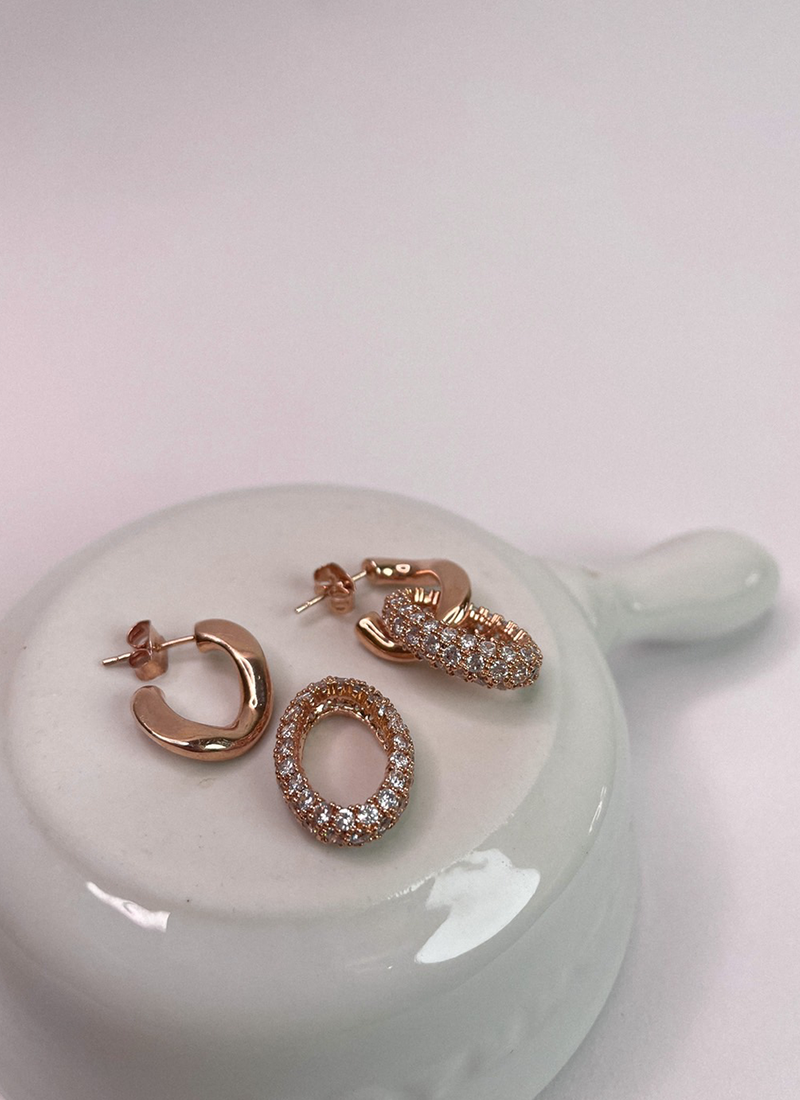 [現貨] [925純銀]《Penthouse》碎鑽粗鍊耳環