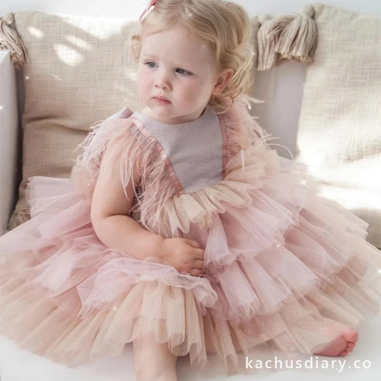 pink puffy tulle dress
