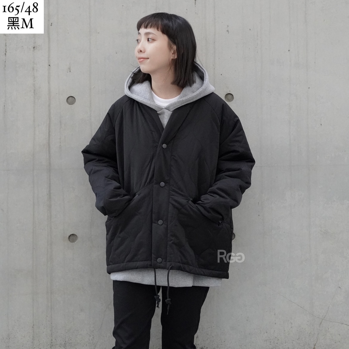 #A011 日系下擺抽繩絎縫鋪棉內膽夾克外套