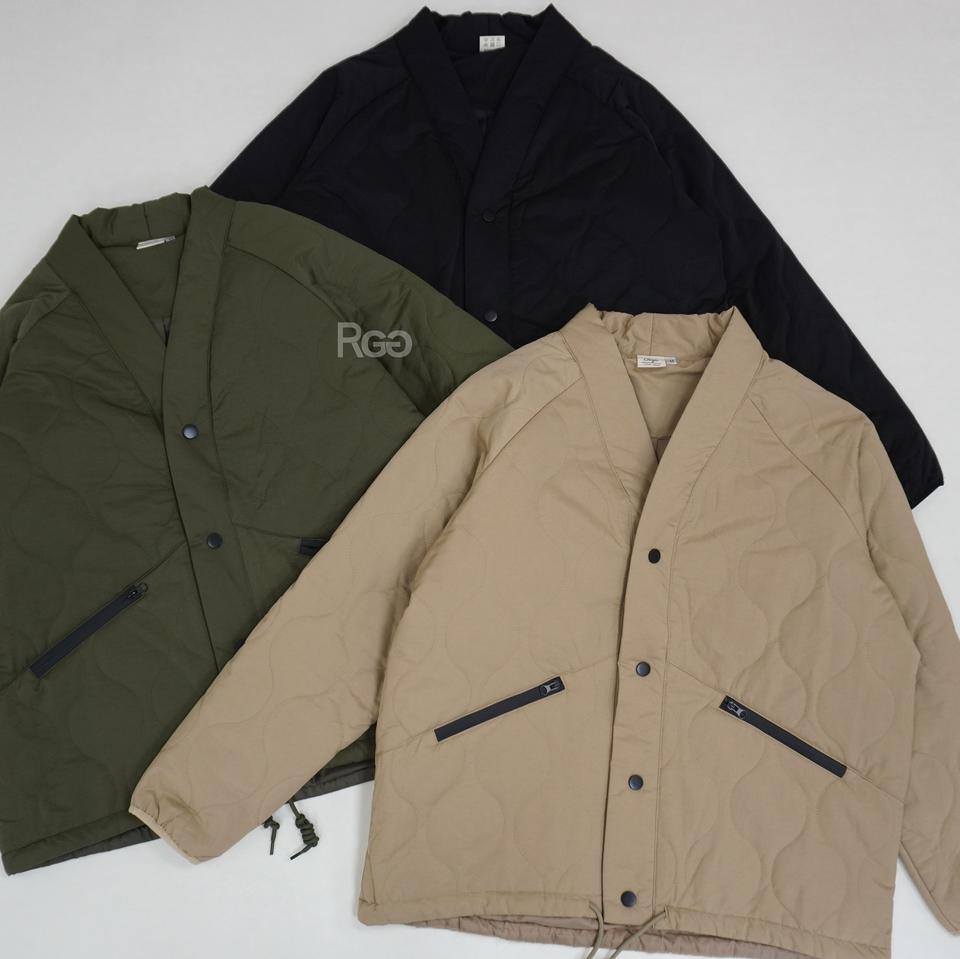 #A011 日系下擺抽繩絎縫鋪棉內膽夾克外套