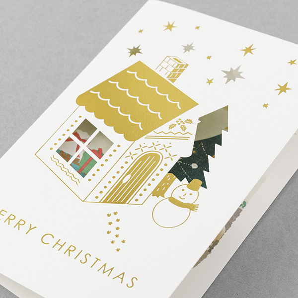 聖誕小屋 聖誕限定 造型花窗卡片｜日本MIDORI