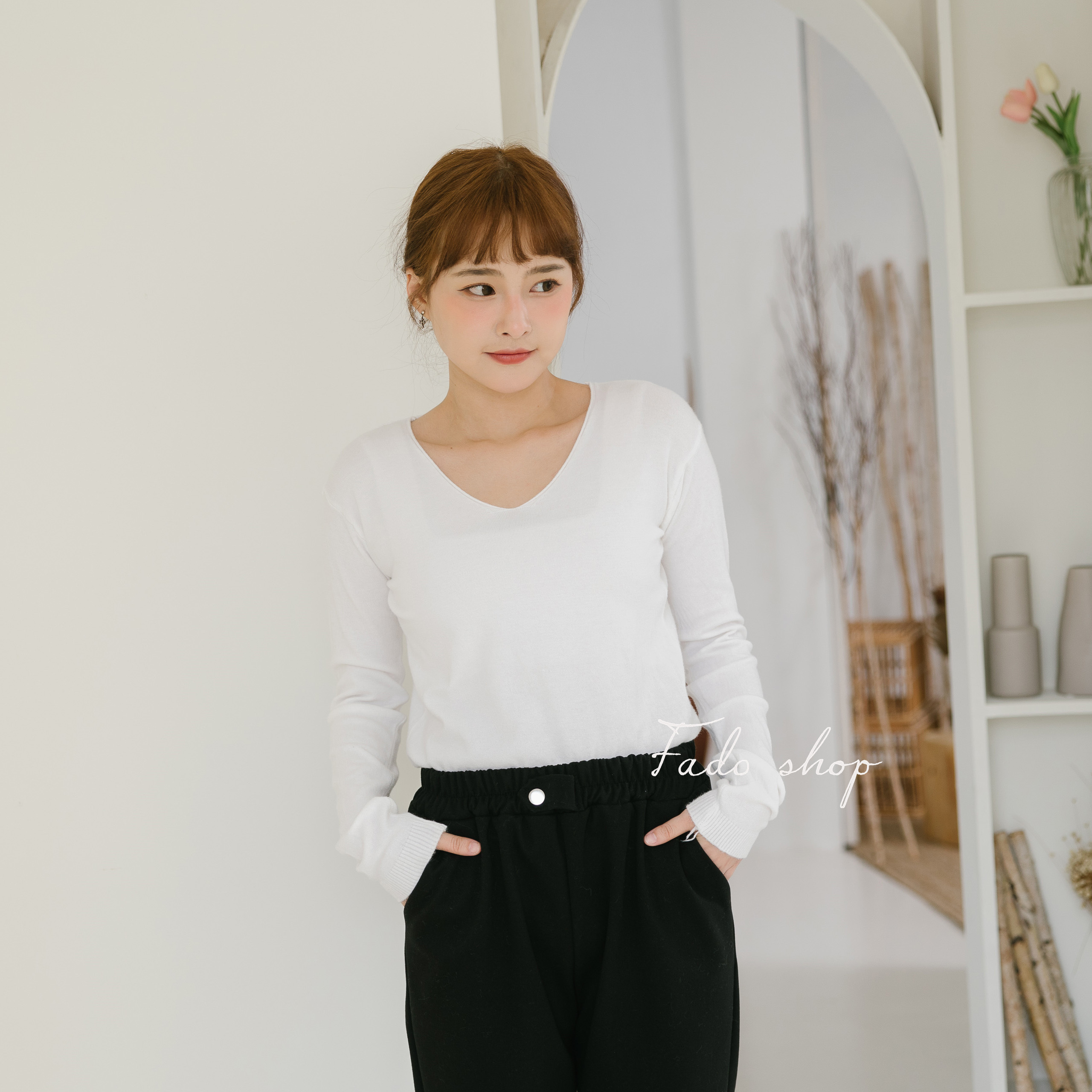 法朵Fado shop｜【百搭基本款】柔軟V領針織衫 011A006 三色