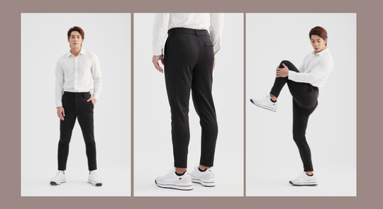 穿著黑色西裝褲的男生