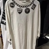 [S] BOYLONDON CHAIN WITH LOGO PRINT T-SHIRT DRESS,WHITE/BLACK, B63OP10F800 (SBB123)