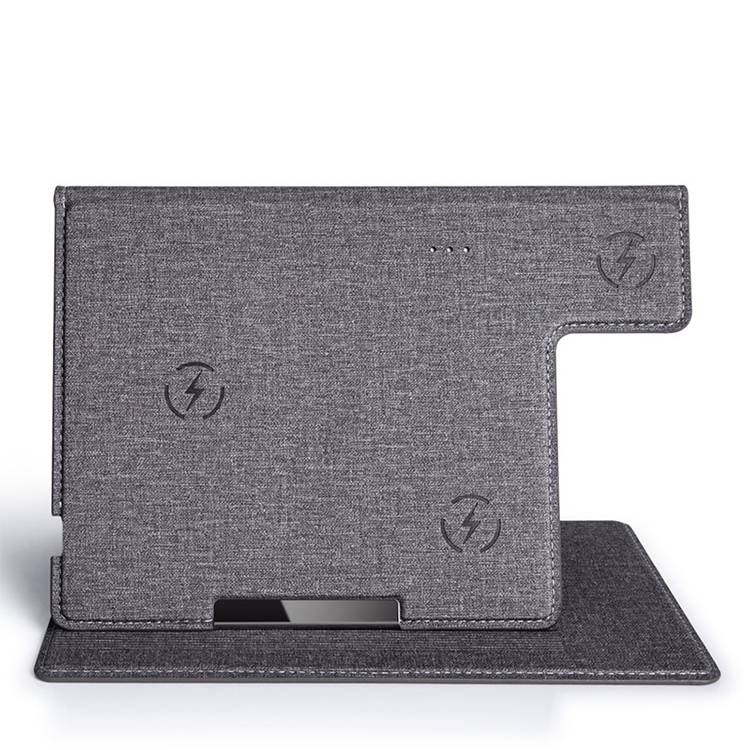 【ikanolife】三合一智能高質感可立式綜合無線充電板_airpods、Apple watch_HM15灰黑