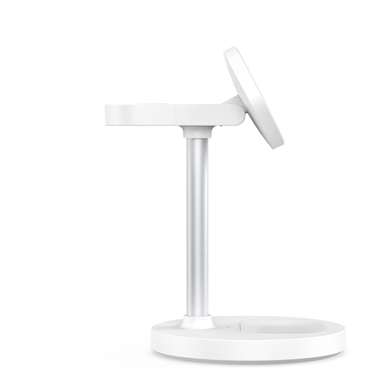 【ikanolife】三合一多角度桌上型綜合磁吸充電座_支援MFI_適用iPhone12以上、airpods、Apple watch_HM29M白