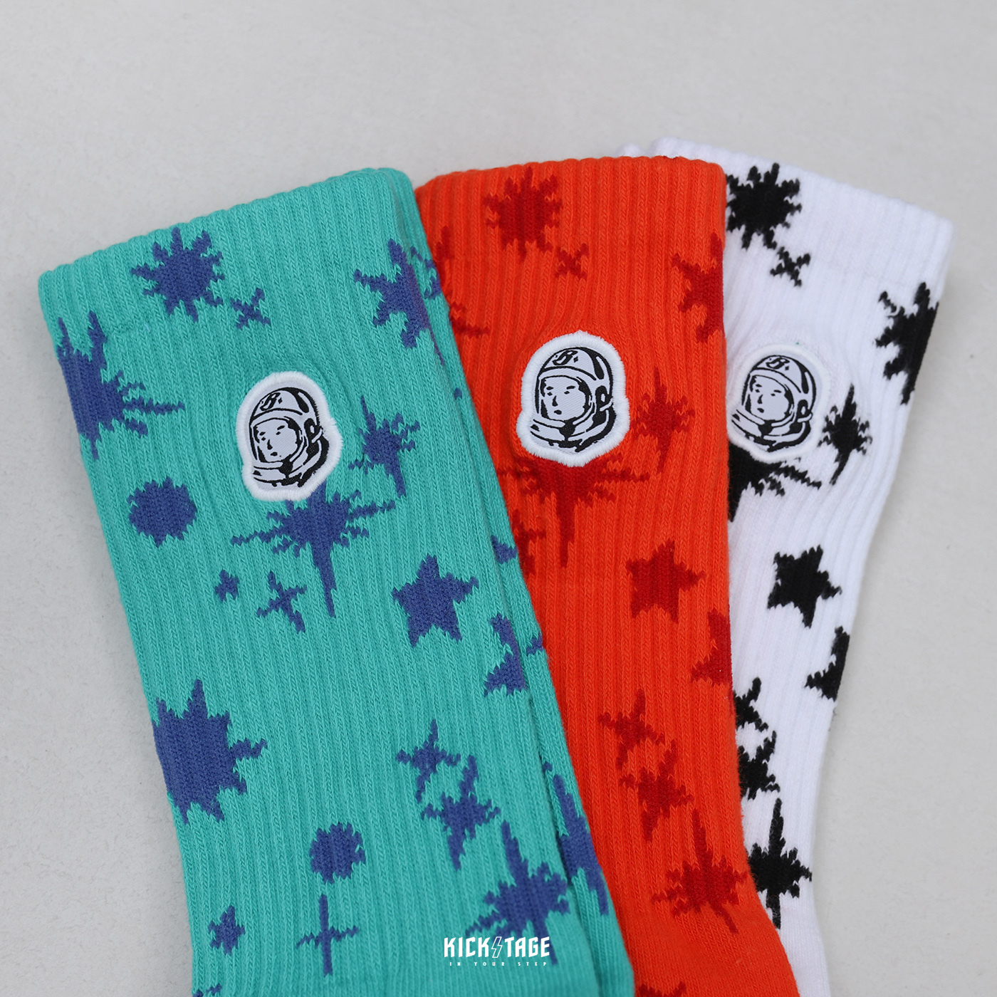 **特價商品無退換**單雙 BILLIONAIRE BOYS CLUB BB STAR SOCKS 綠色 橘色 白色 太空人 星星 長襪 中筒襪 BBC【BB821-4800】
