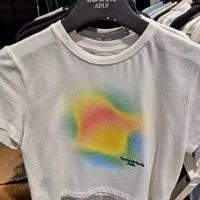 [S] ADLV RAINBOW GRADATION ARTWORK CROP TOP SHORT SLEEVE T-SHIRT,CREAM, ADLV22FW-SSARGT-CRM (SAV110)