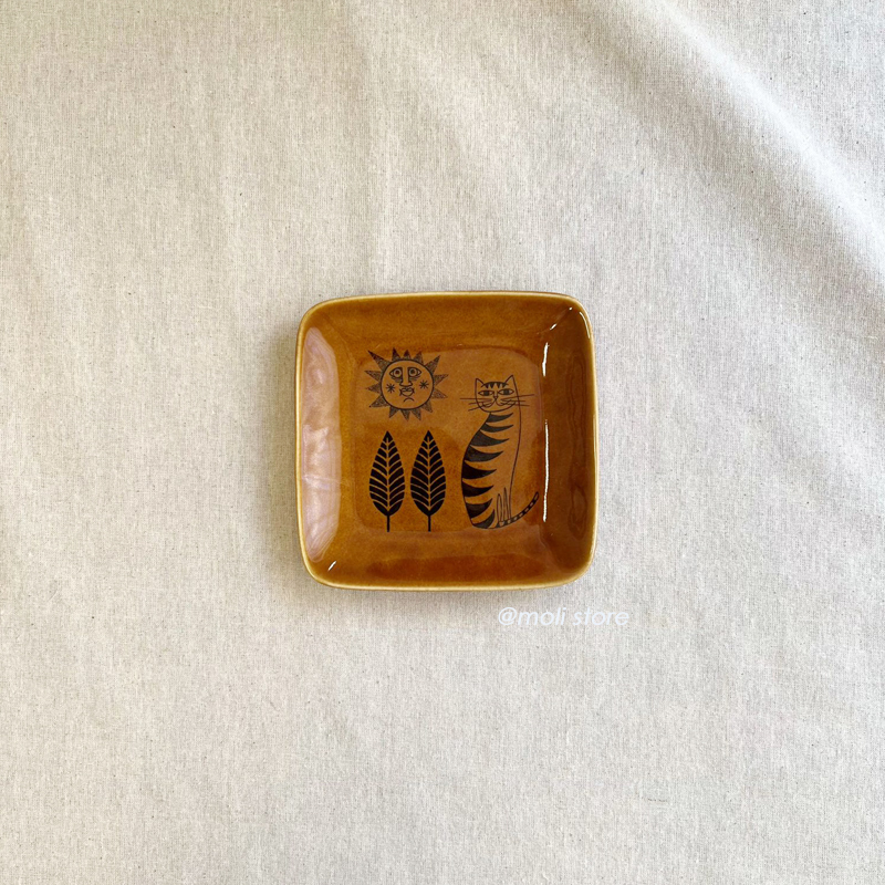 Old Copper Ceramic Square Plate Chestnut｜Heming's