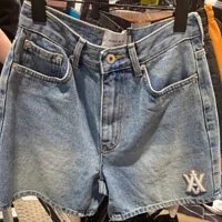 [S] ADLV A LOGO EMBLEM PATCH DENIM SHORT PANTS,BLUE, ADLV22SS-SPDALP-BLU [FINAL SALE] (SAV123)