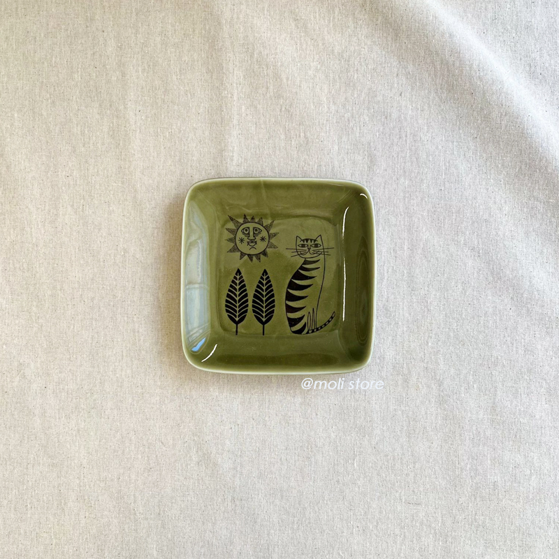 Old Copper Ceramic Square Plate Teagreen｜Heming's