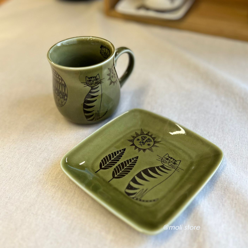 Old Copper Ceramic Square Plate Teagreen｜Heming's