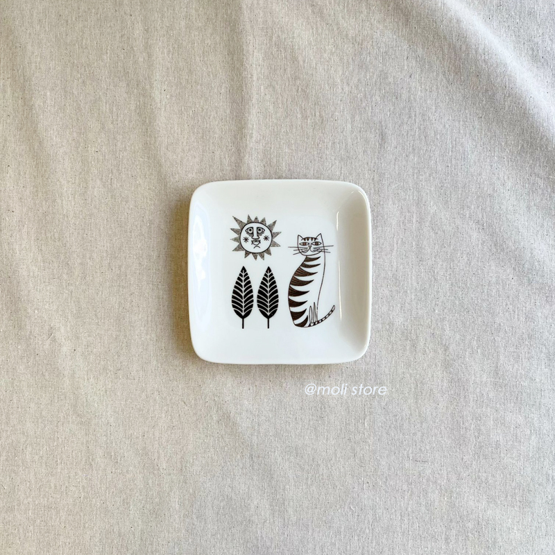 Old Copper Ceramic Square Plate Ivory｜Heming's