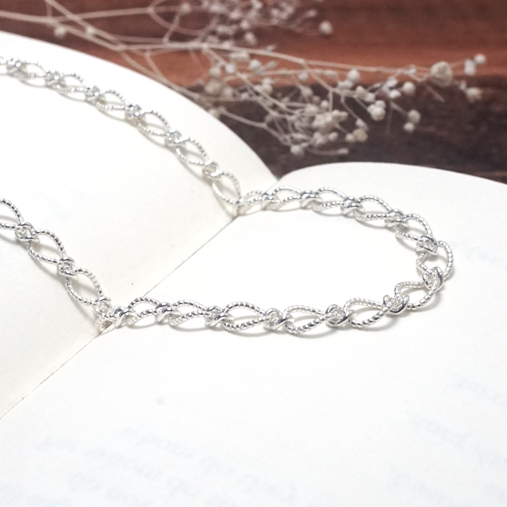麻花圓舞曲(4.4mm寬鍊) 925純銀 女生項鍊 客製長度銀鍊