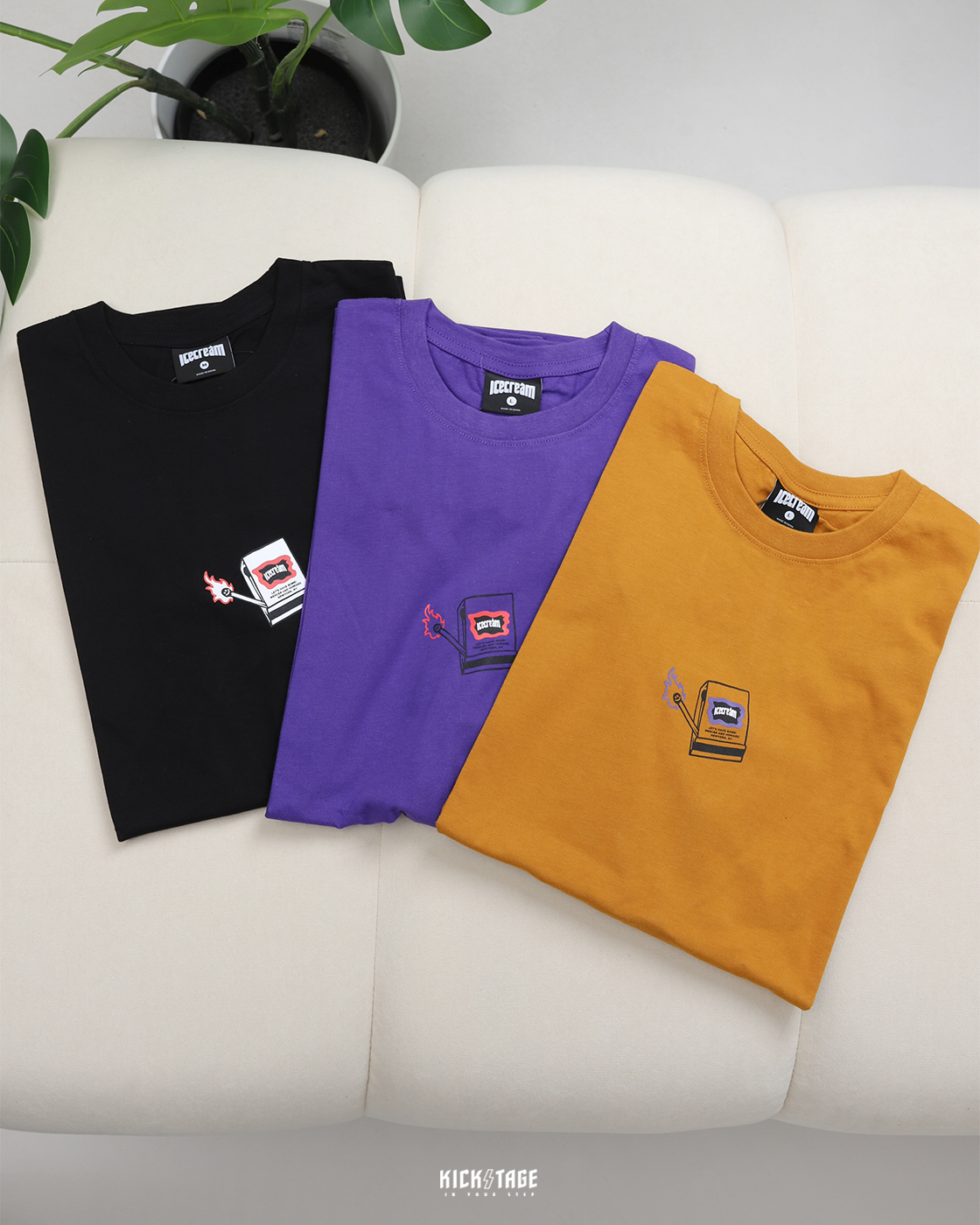 **特價商品售出不退換**男女款 ICE CREAM Strike Up Conversation SS TEE 黑色 土橘 紫色 火柴盒 插畫 短T【IC421-6206】