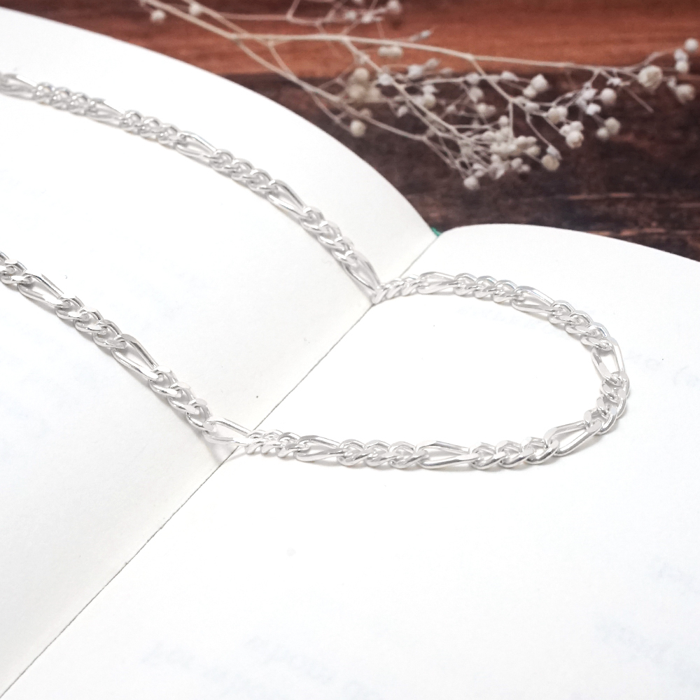 費加洛繩索鍊(3.6mm中鍊) 925純銀 男生項鍊 中性 客製長度銀鍊