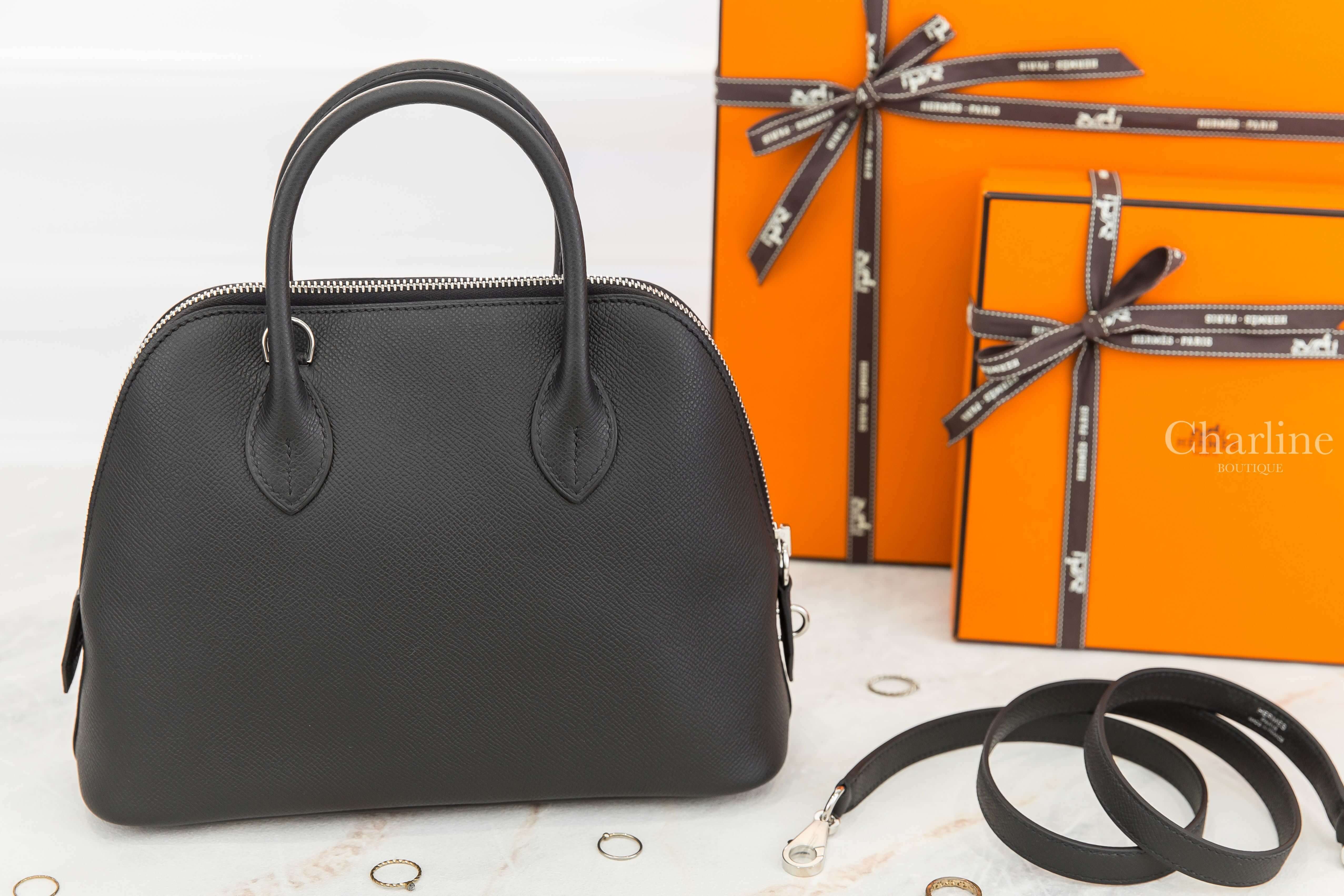 Hermès Bolide 1923 25cm 89 Noir Veau Epsom U刻黑色銀釦手提肩背包-Charline Boutique 精品代購