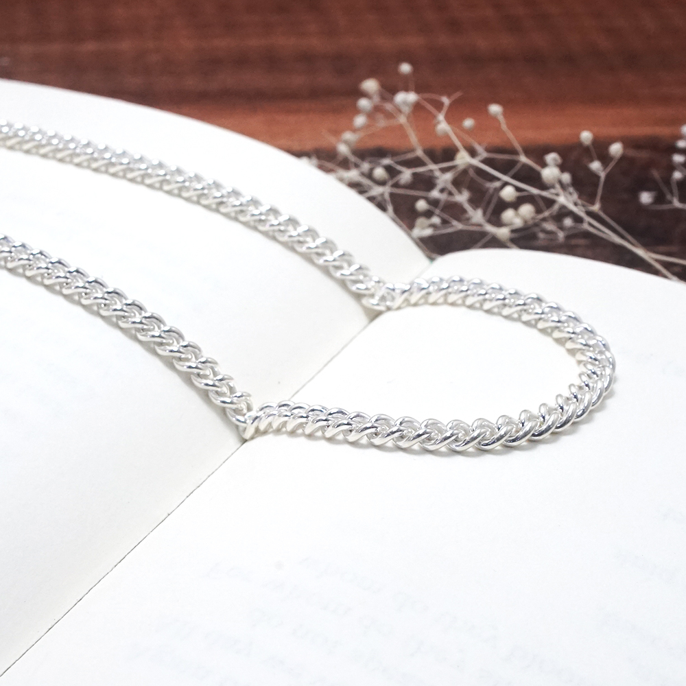 圓線繩索鍊(3.8mm寬鍊) 925純銀 男生項鍊 中性 客製長度銀鍊