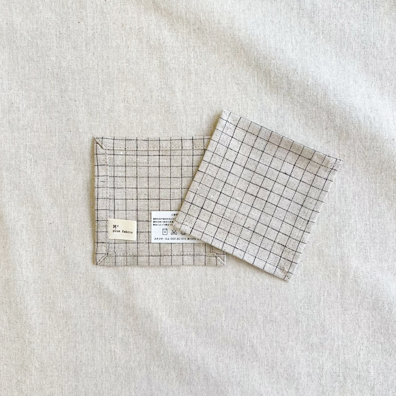 亞麻 杯墊 格子亞麻｜studio m'