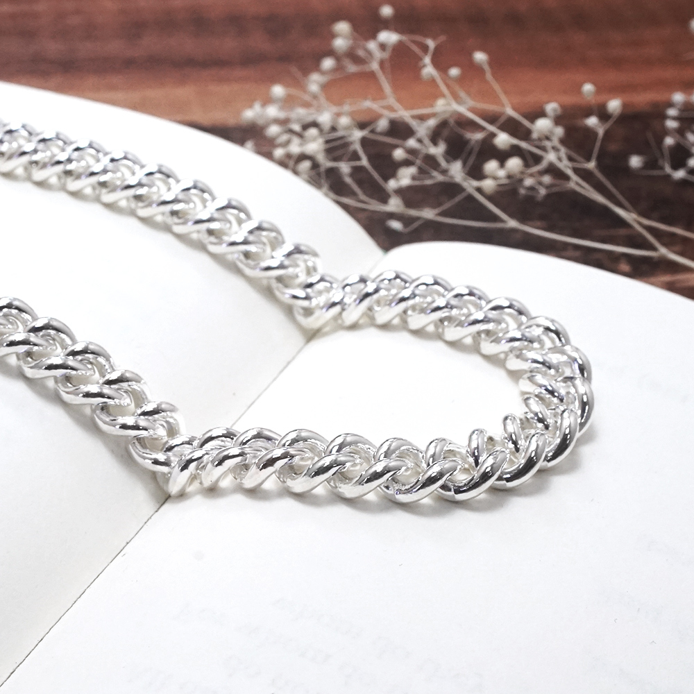 圓線繩索鍊(7.5mm寬鍊) 925純銀 男生項鍊 客製長度銀鍊