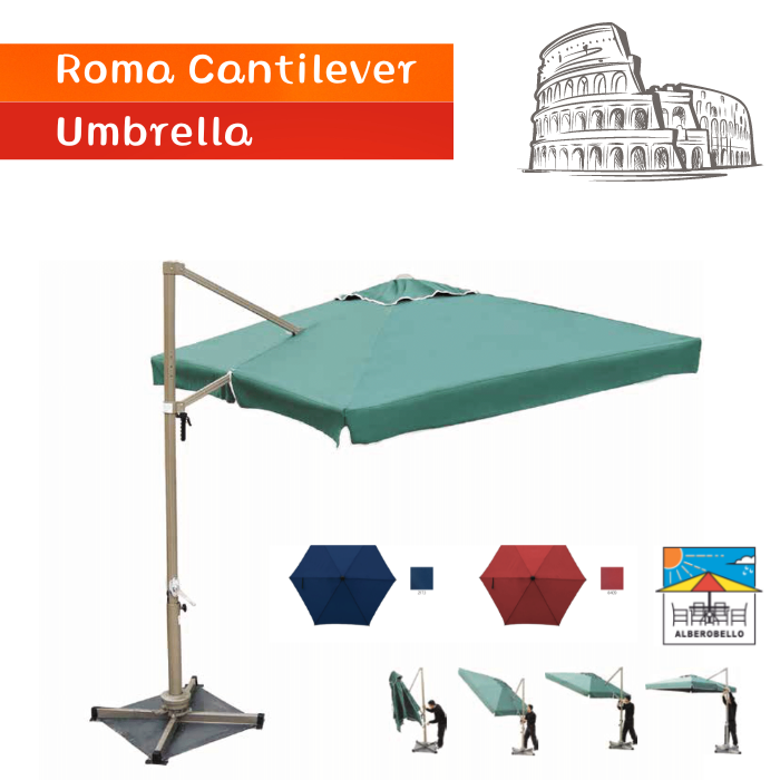 手攪鋁骨羅馬圓吊傘有垂布 2.5m x 2.5m