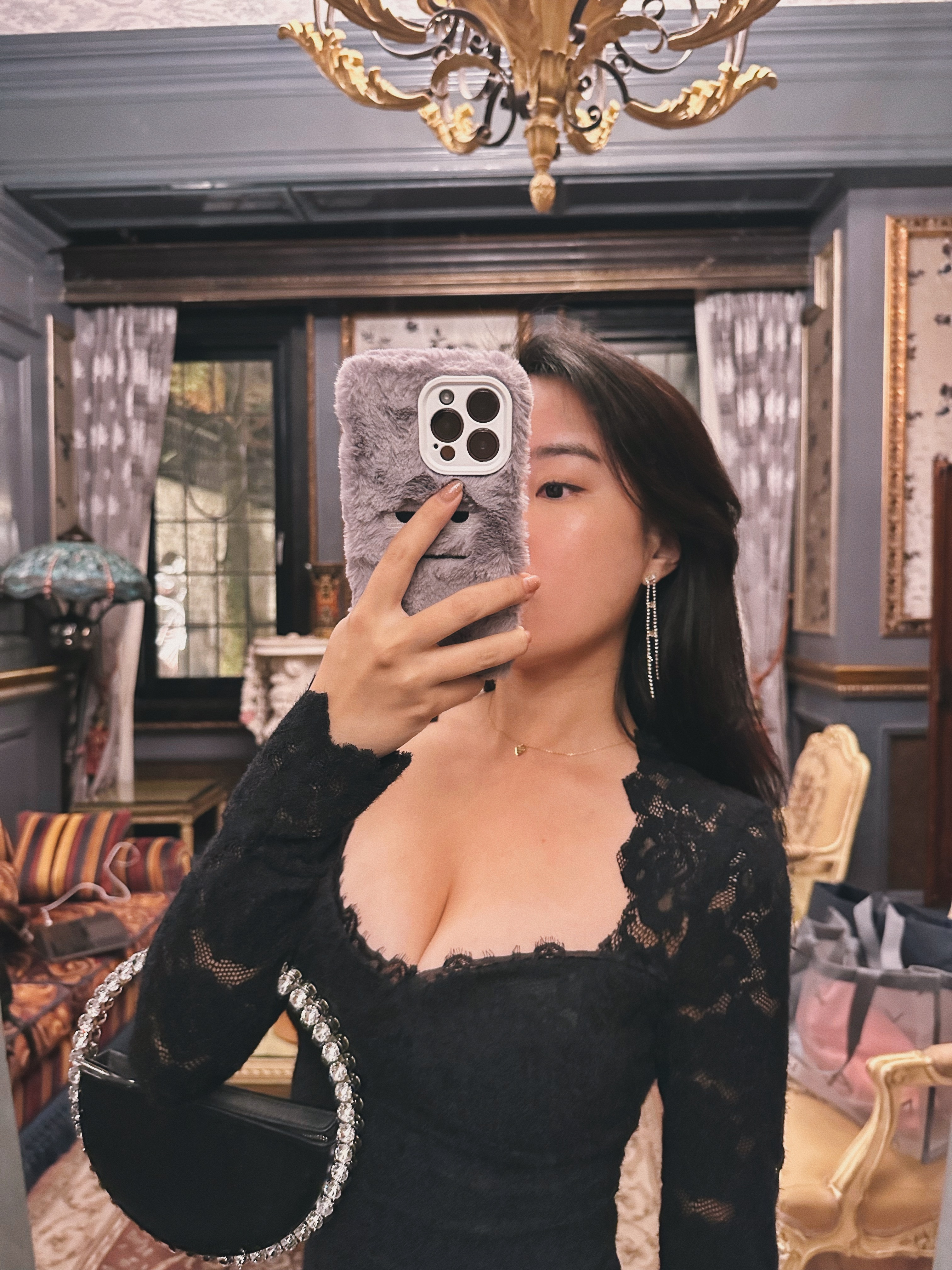 Cordial 晚宴甜酒 長袖蕾絲短洋裝