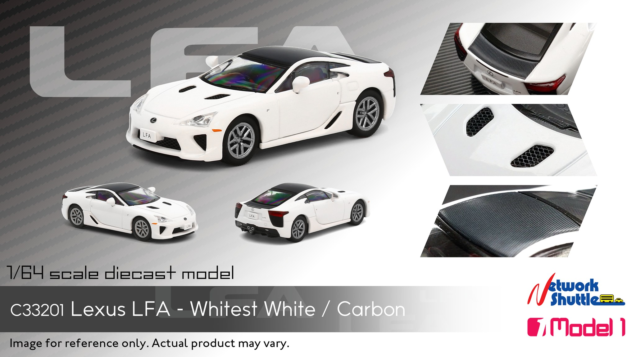 1/64 Lexus LFA Whitest White/Carbon (C33201)