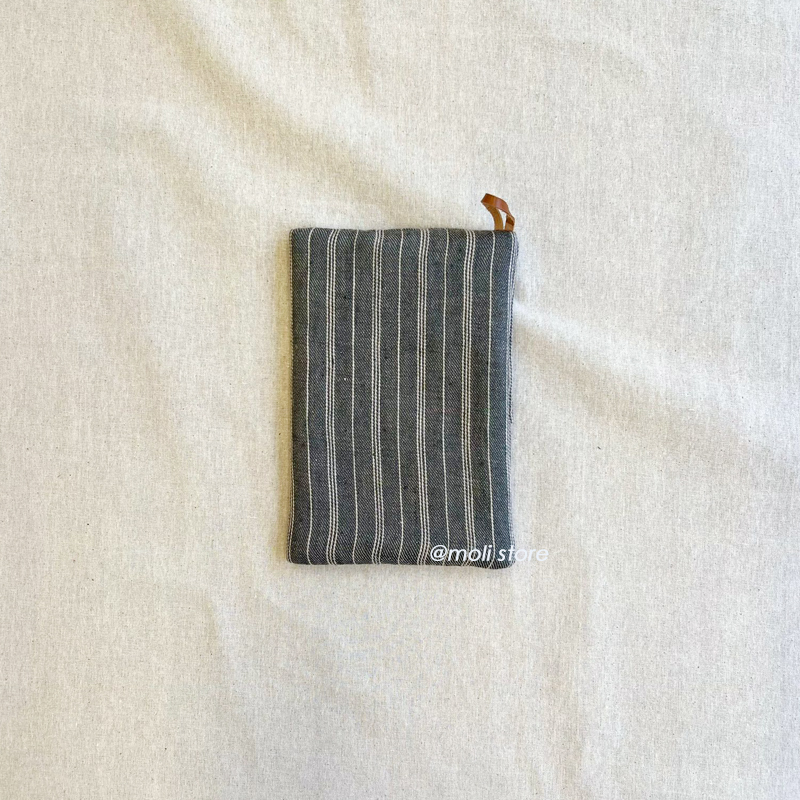 亞麻 烤箱手套/隔熱墊 條子深灰｜studio m'