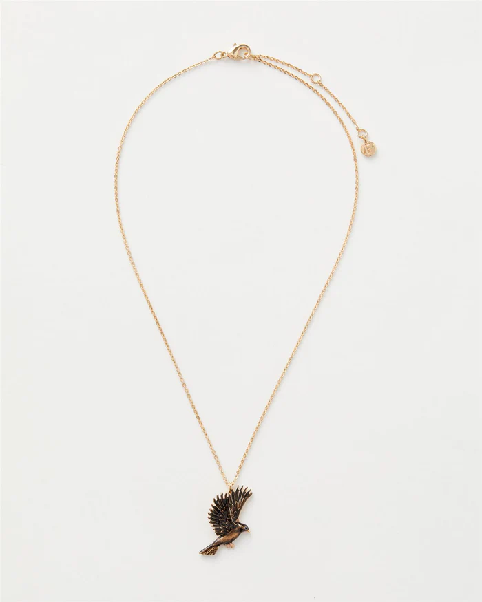 **Fable Enamel Black Bird Short Necklace 40108