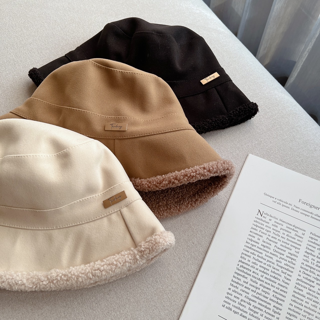 麂皮羊羔雙面漁夫帽/三色