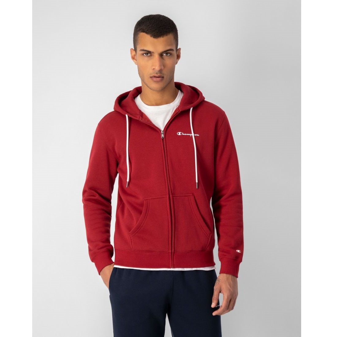 男款 -LEGACY 印花LOGO內刷毛連帽外套-暗紅（218289-RS506）