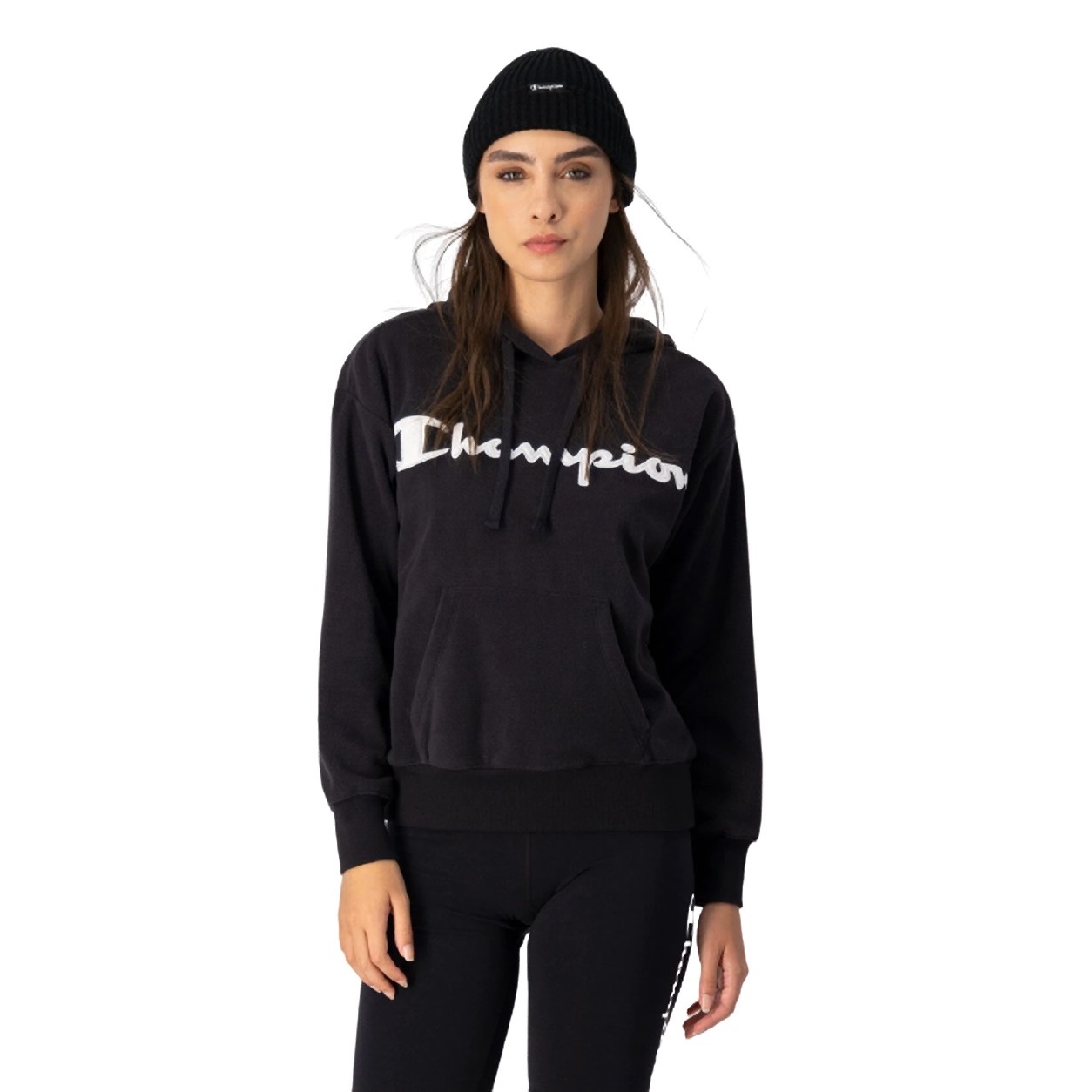 女款-LEGACY 草寫LOGO女連帽上衣 -黑色（115746-KK001）