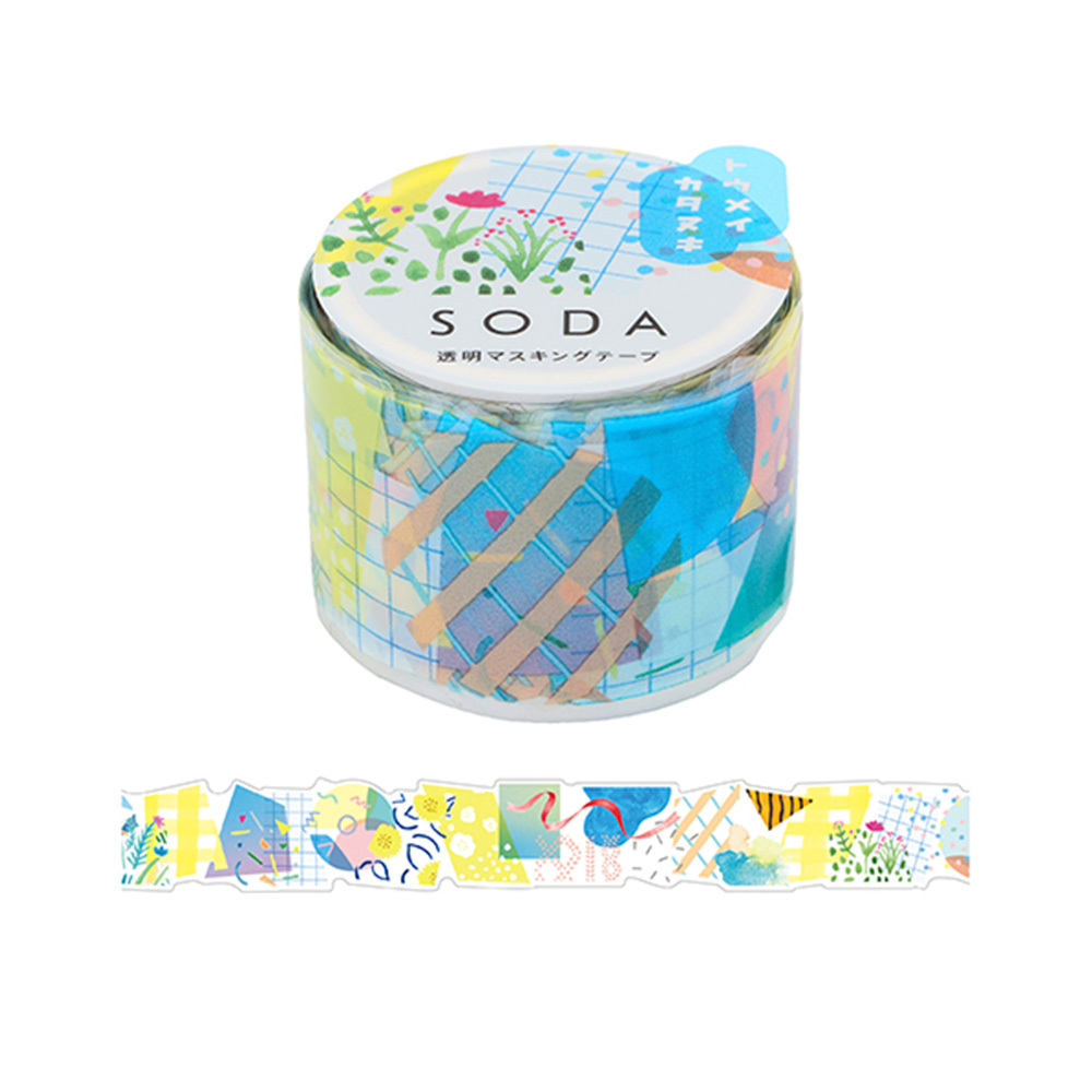 拼貼 Soda透明PET膠帶 軋型款 寬30MM ｜KING JIM