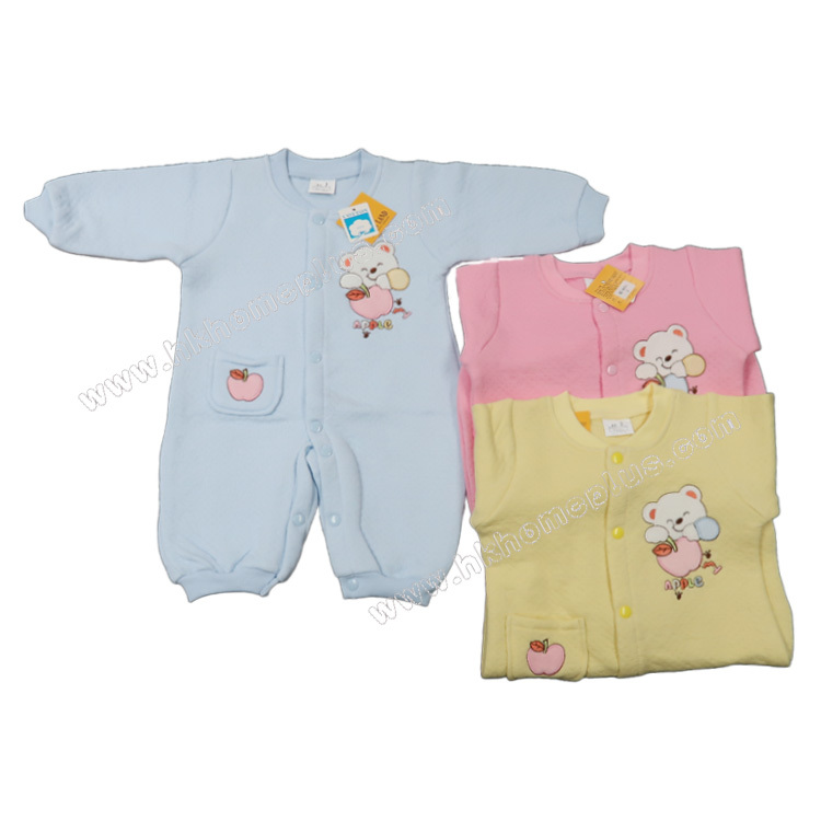 Koma Land: 嬰兒夾絲素色長袖對胸連體衣 BE4051