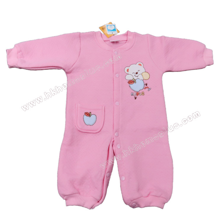 Koma Land: 嬰兒夾絲素色長袖對胸連體衣 BE4051