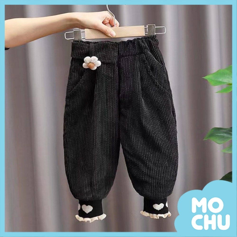 可愛小花朵加厚燈芯絨褲(兩色)