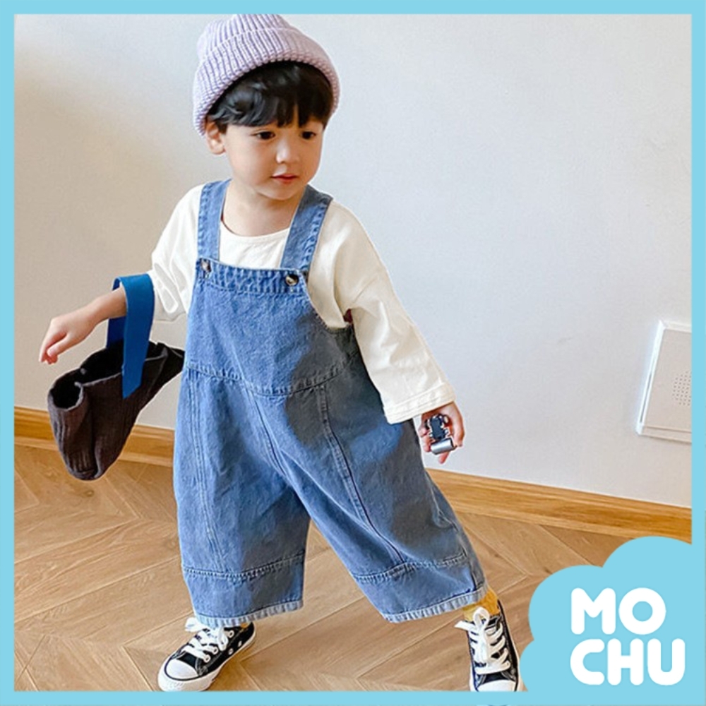 牛仔闊腿背帶褲