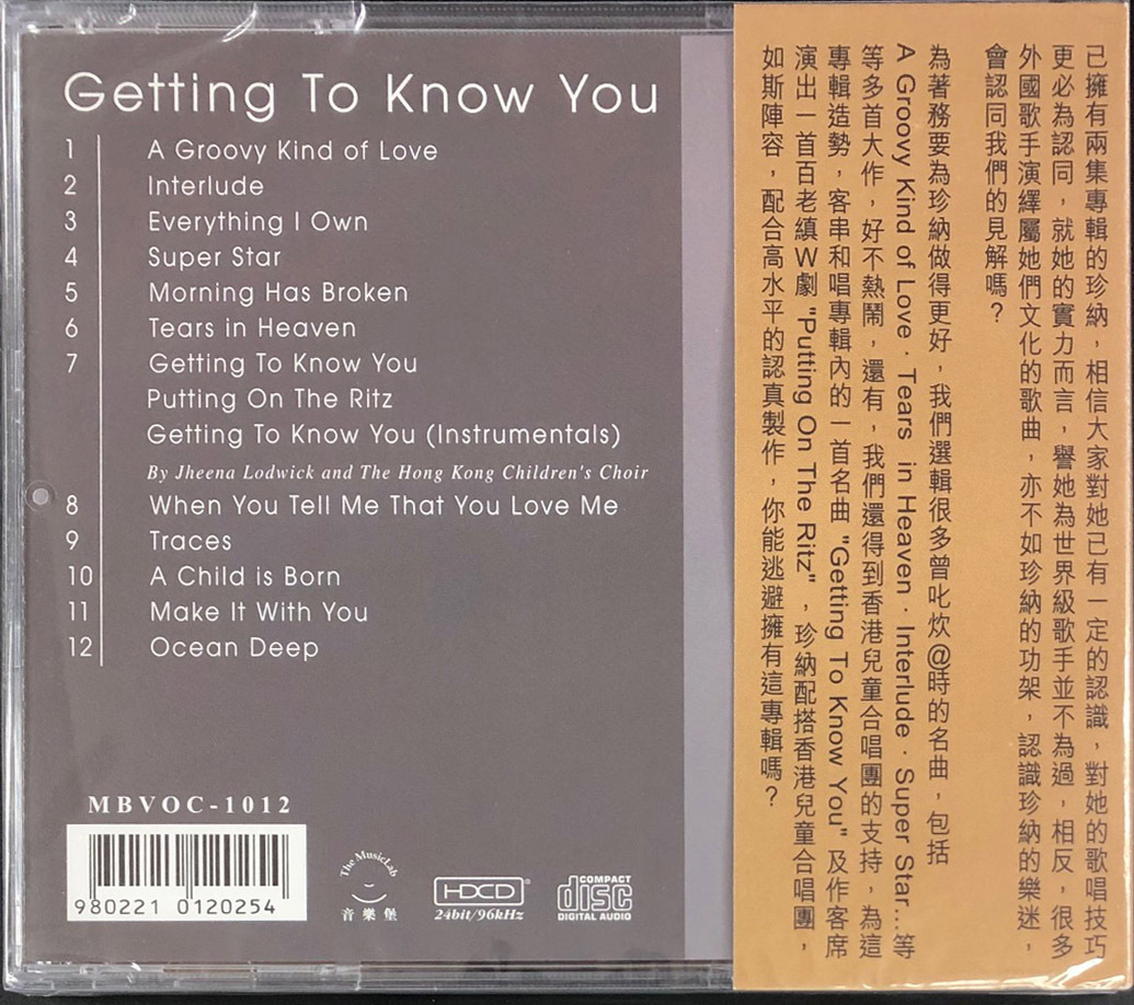 JHEENA LODWICK珍納-GETTING TO KNOW CD