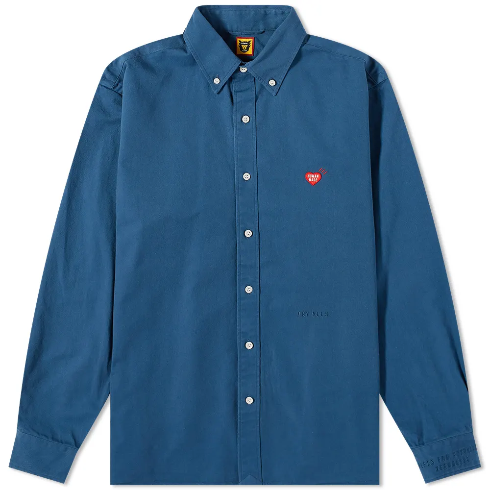 Human Made Heart Chino Button Down Shirt Blue (HM23SH001)