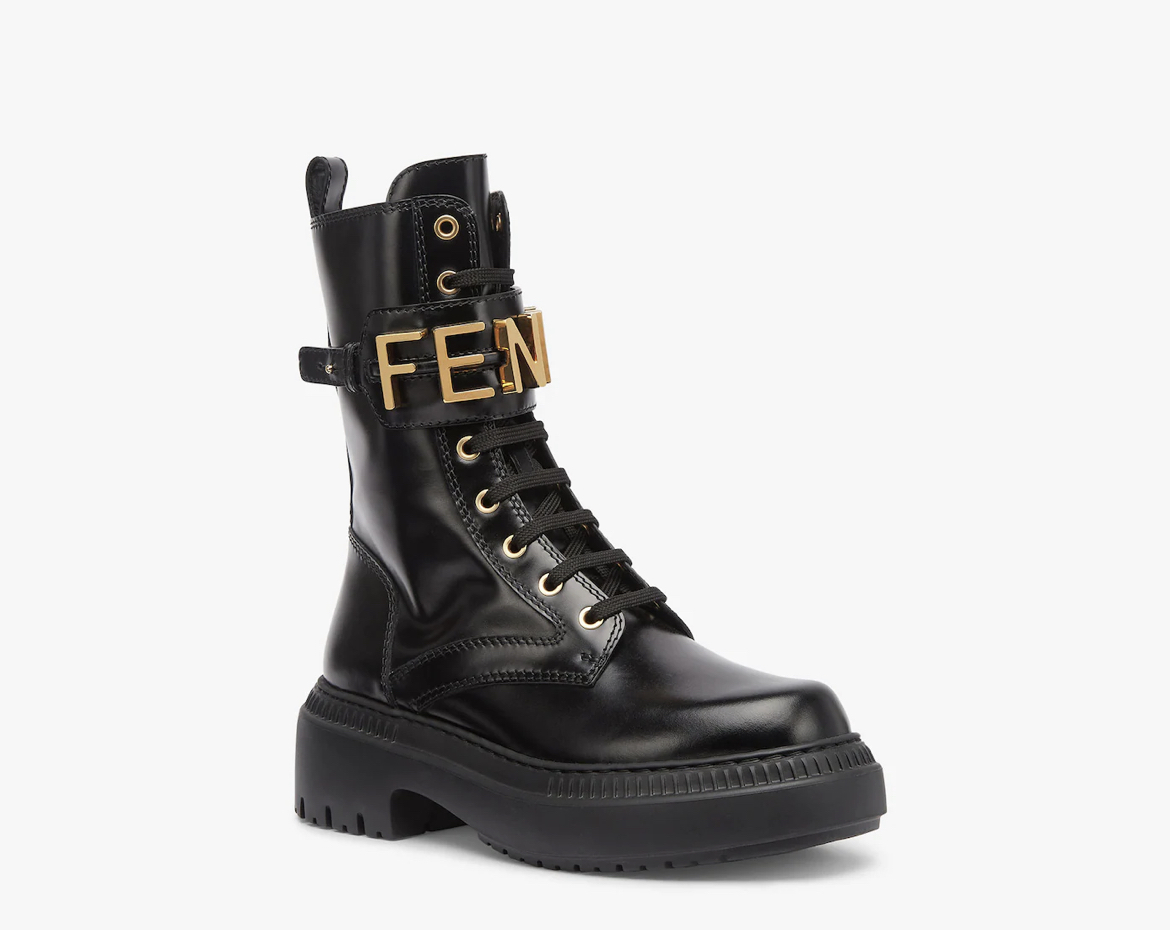 FENDI BLACK bikerブーツ Fendi leather biker boots